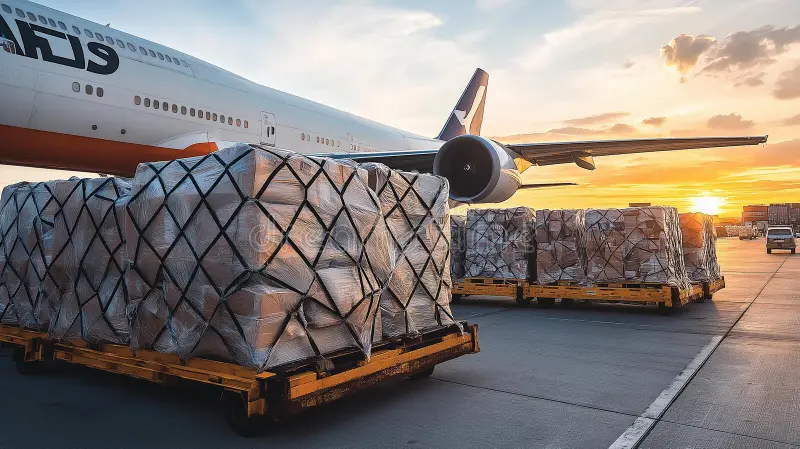 ai-generator-image-cargo-shipments-arriving-airways-boeing-loading-unloading-cargo-air-cargo-logistic-containers-loading-372174042